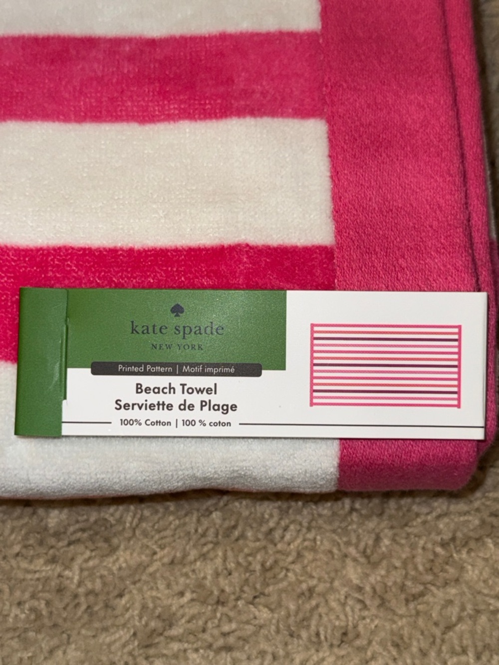 kate spade Pink and White Striped Beach Towel - Picture 2 of 13